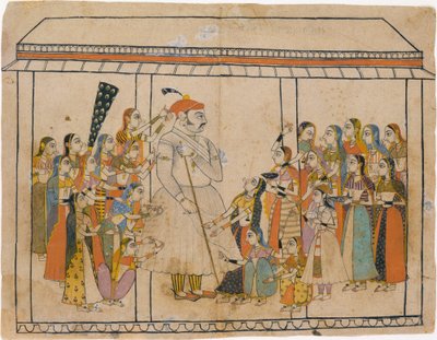 Maharaja Raj Singh adoré par ses dames, vers 1710-20 - Unbekannt