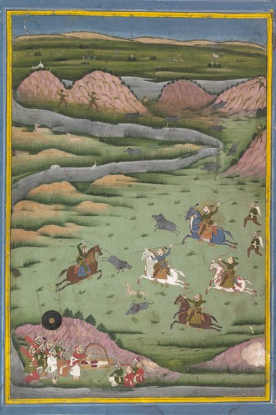 Maharana Amar Singh II ou Sangram Singh chassant le sanglier, 19ème siècle - Unbekannt