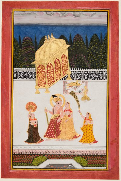Maharana Ari Singh vers 1761-73 et sa consort sur une terrasse, vers 1761 - Unbekannt