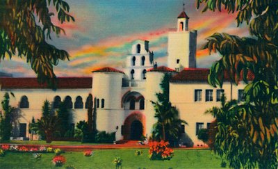 Entrée principale. Bâtiment administratif, State College. San Diego, Californie, vers 1941 - Unbekannt
