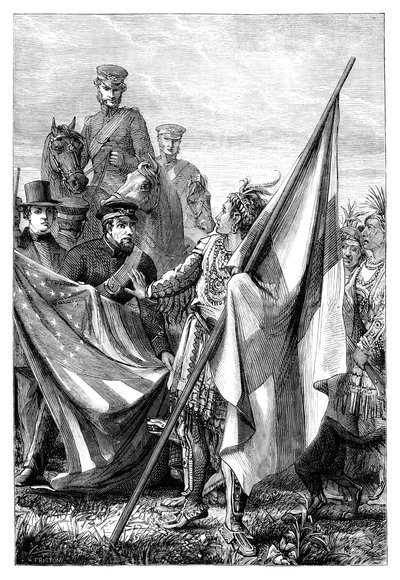Major Sprague et les Indiens, vers 1895 - Unbekannt