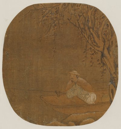 Homme pêchant depuis un bateau sous un arbre, Peut-être dynastie Ming, 1368-1644 - Unbekannt