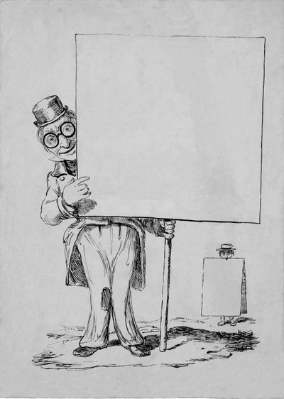 Homme tenant une pancarte, XIXe siècle - Unbekannt