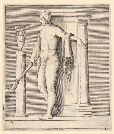 Homme avec torche à la porte du temple, publié vers 1599-1622 - Unbekannt