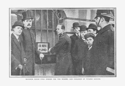Fonds de la Mansion House ouvert pour les veuves et les enfants des marins du Titanic, 20 avril 1912 - Unbekannt