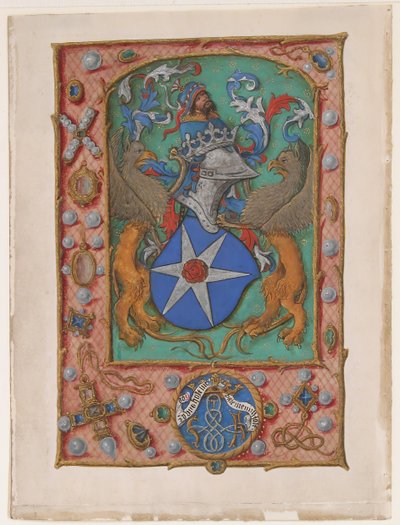 Feuille de manuscrit avec blason, d