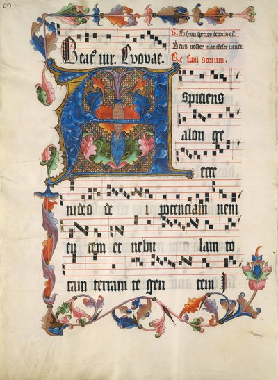 Feuille de manuscrit avec initiale A, d