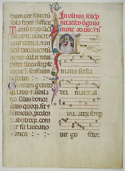 Feuille de manuscrit avec initiale A, d