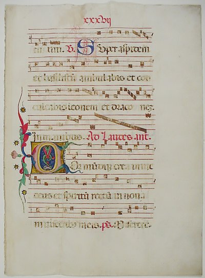 Feuille de manuscrit avec initiale C, d
