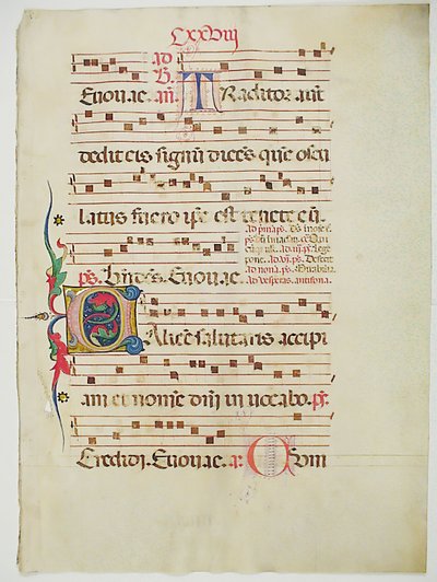 Feuille de manuscrit avec initiale C, d