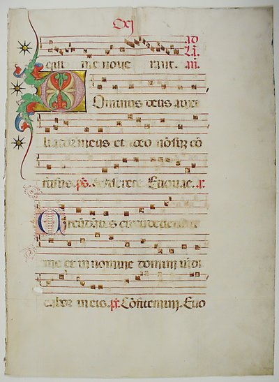 Feuille de manuscrit avec initiale D, d