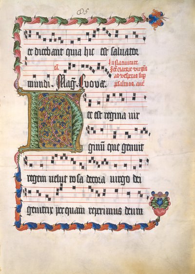 Feuille de manuscrit avec initiale H, d