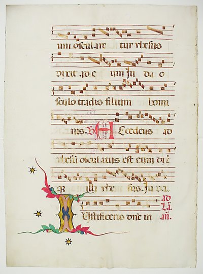 Feuille de manuscrit avec initiale I, d