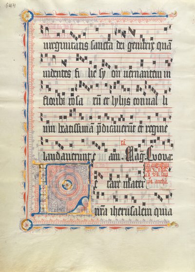 Feuille de manuscrit avec initiale L, d
