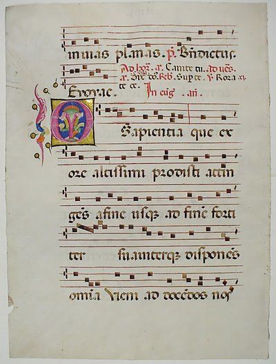Feuille de manuscrit avec initiale O, d
