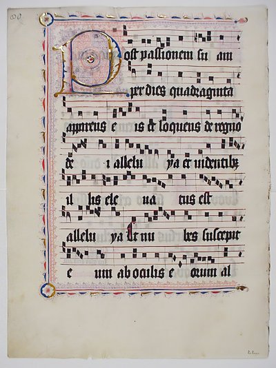 Feuille de manuscrit avec initiale P, d