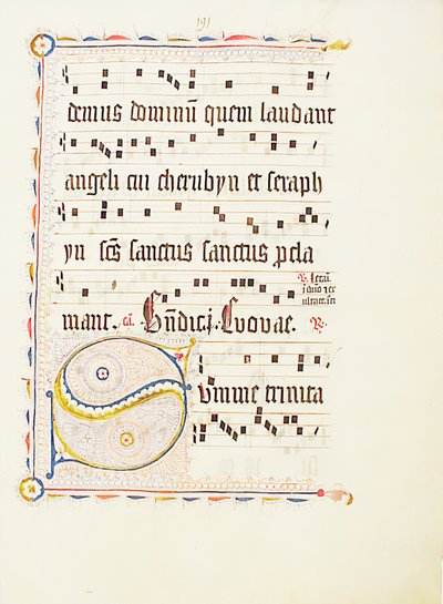 Feuille de manuscrit avec initiale S, d