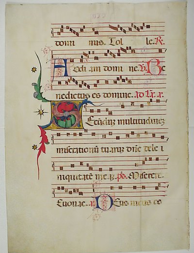 Feuille de manuscrit avec initiale S, d