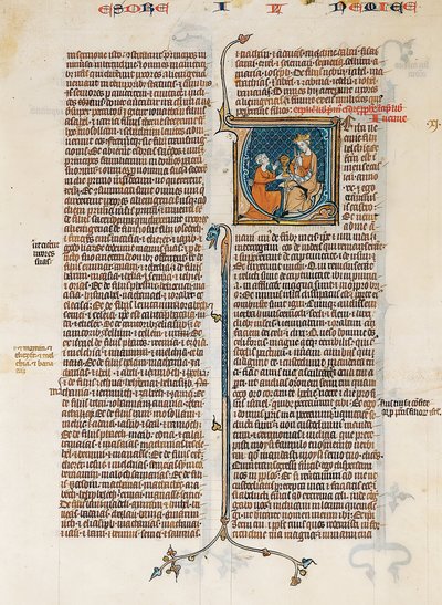 Feuille de manuscrit avec ouverture du Livre de Néhémie, d