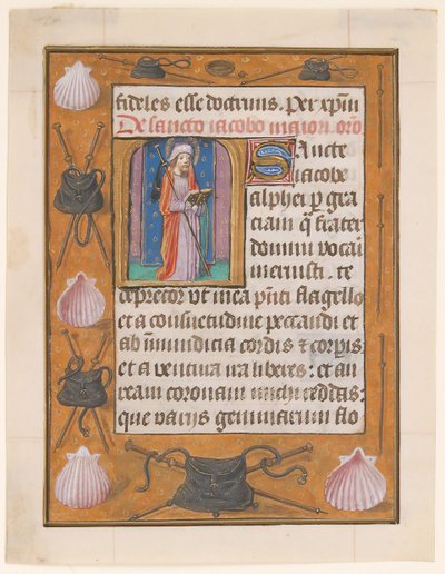 Feuille de manuscrit avec Saint Jacques le Majeur, d