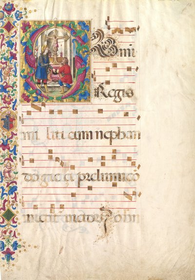 Feuille de manuscrit avec Saint Jean Gualbert dans une initiale S, d