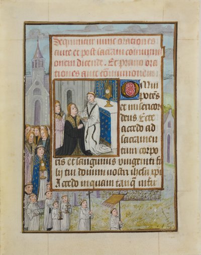 Feuille de manuscrit avec la Sainte Communion, d
