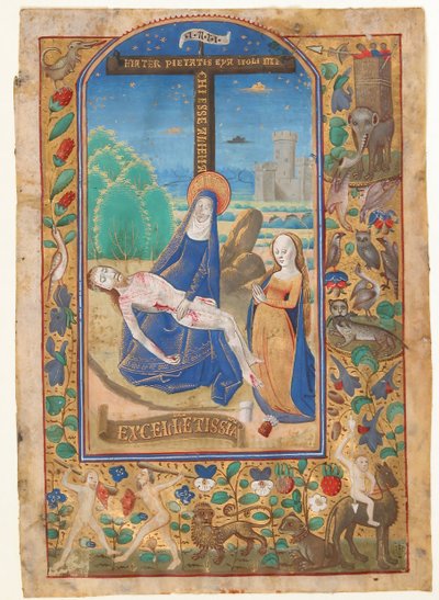 Feuille de manuscrit avec la Pietà, d