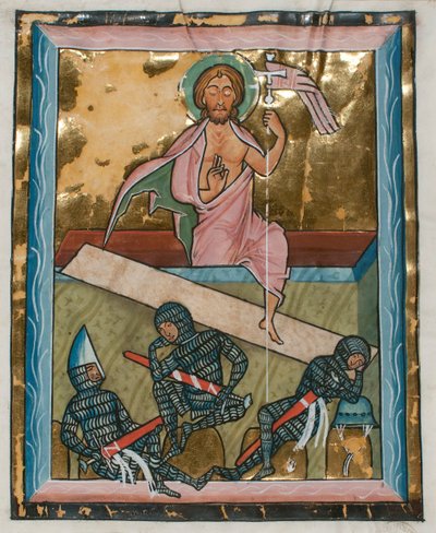 Feuille de manuscrit avec la Résurrection, d