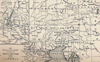 Carte Illustrant la Campagne Précédant le Traité de Campo-Formio, 1797, 1896 - Unbekannt