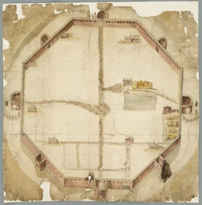 Carte de 1530 montrant les murs planifiés mais jamais exécutés de La Haye, Pays-Bas - Unbekannt