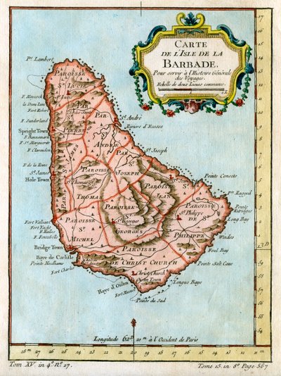 Carte de la Barbade, vers 1758 - Unbekannt