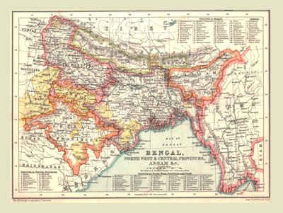 Carte du Bengale, des provinces du Nord-Ouest et du Centre, et de l