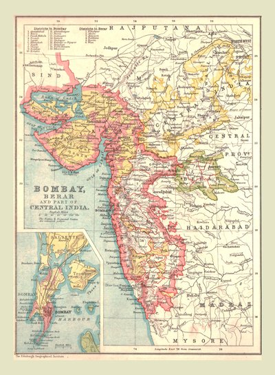Carte de Bombay, Berar et une partie de l