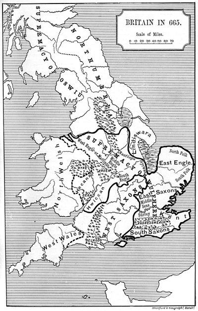 Carte de la Grande-Bretagne en 665 - Unbekannt
