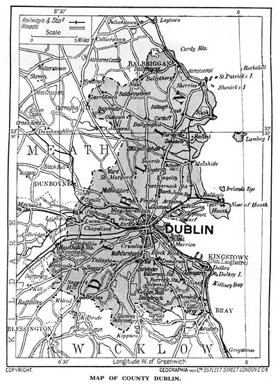Carte du comté de Dublin, Irlande, 1924-1926 - Unbekannt