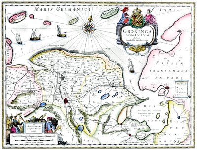 Carte de Groningue, Pays-Bas, 17ème siècle - Unbekannt