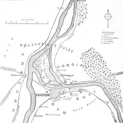 Carte de Khartoum et environs, vers 1885 - Unbekannt