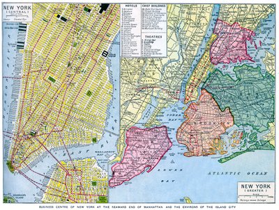 Carte de New York, USA, vers 1930s - Unbekannt