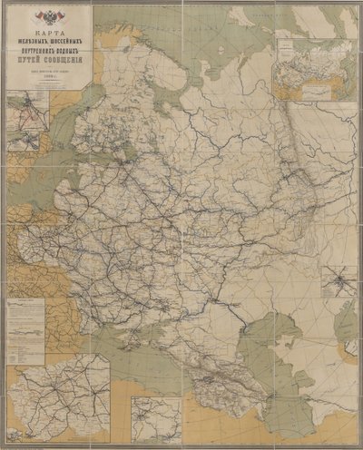 Carte des routes, chemins de fer et voies navigables de l