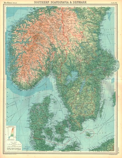 Carte de la Scandinavie méridionale et du Danemark - Unbekannt