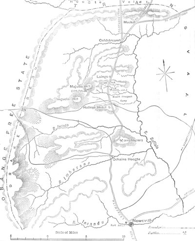 Carte du pays entre Newcastle et le Transvaal, vers 1880 - Unbekannt