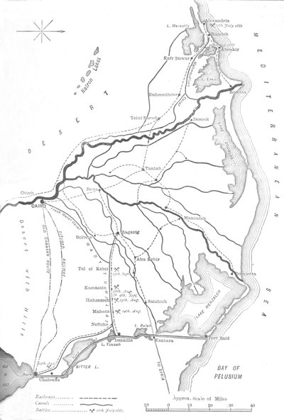 Carte du delta du Nil, Points stratégiques de la campagne égyptienne, 1882, vers 1882-85 - Unbekannt