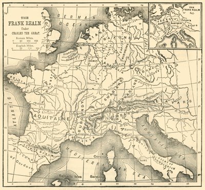 Carte du royaume des Francs sous Charlemagne, 1890 - Unbekannt