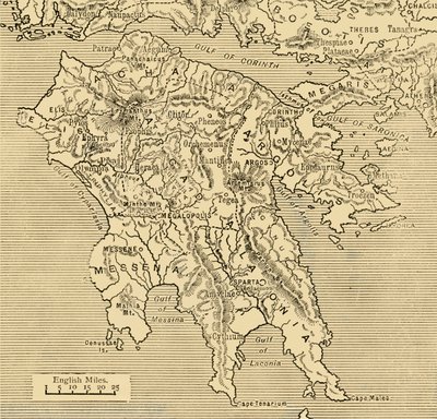 Carte du Péloponnèse, 1890 - Unbekannt