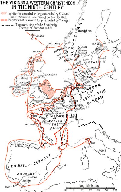 Carte des Vikings et de la Chrétienté occidentale au IXe siècle, 1935 - Unbekannt