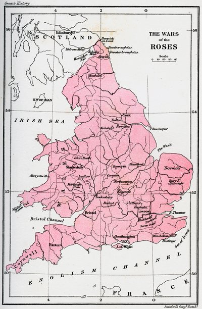 Carte des guerres des Roses, 15ème siècle, 1893 - Unbekannt