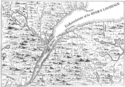Carte du cours du fleuve Saint-Laurent jusqu