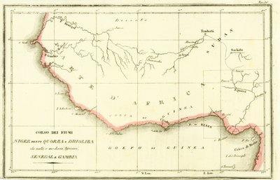 Carte des cours des fleuves Niger, Sénégal et Gambie en Afrique de l