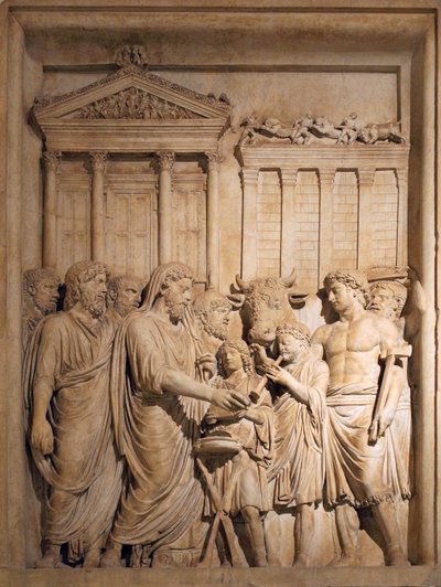 Marc Aurèle et les membres de la famille impériale offrent un sacrifice en gratitude pour le succès contre les tribus germaniques, vers 176-182 - Unbekannt