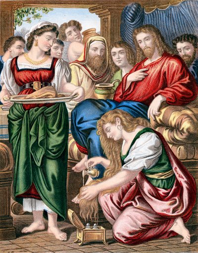 Marie-Madeleine oint les pieds de Jésus, vers 1860 - Unbekannt